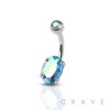 SINGLE OVAL GEM PRONG SET WITH BALL CZ 316L SURGICAL STEEL NAVEL RING